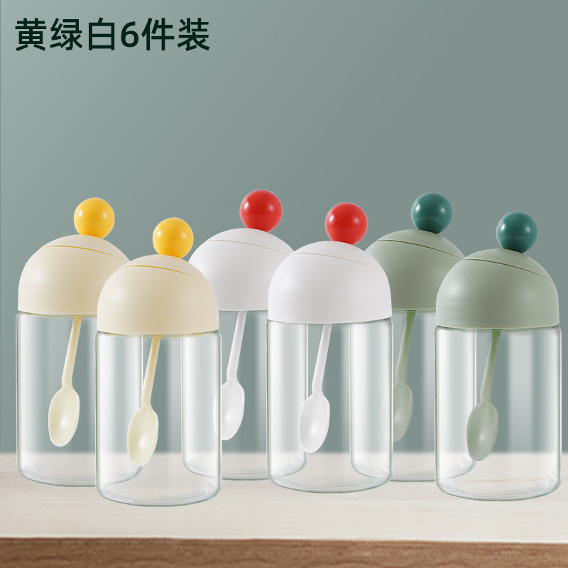 Plastic Small Spice Jar Dispenser Cooking Spoon Top Seal Spice Jar Set Organizer Pepper Salero De Cocina Kitchen Utensils OC50TL: 14x6cm x6