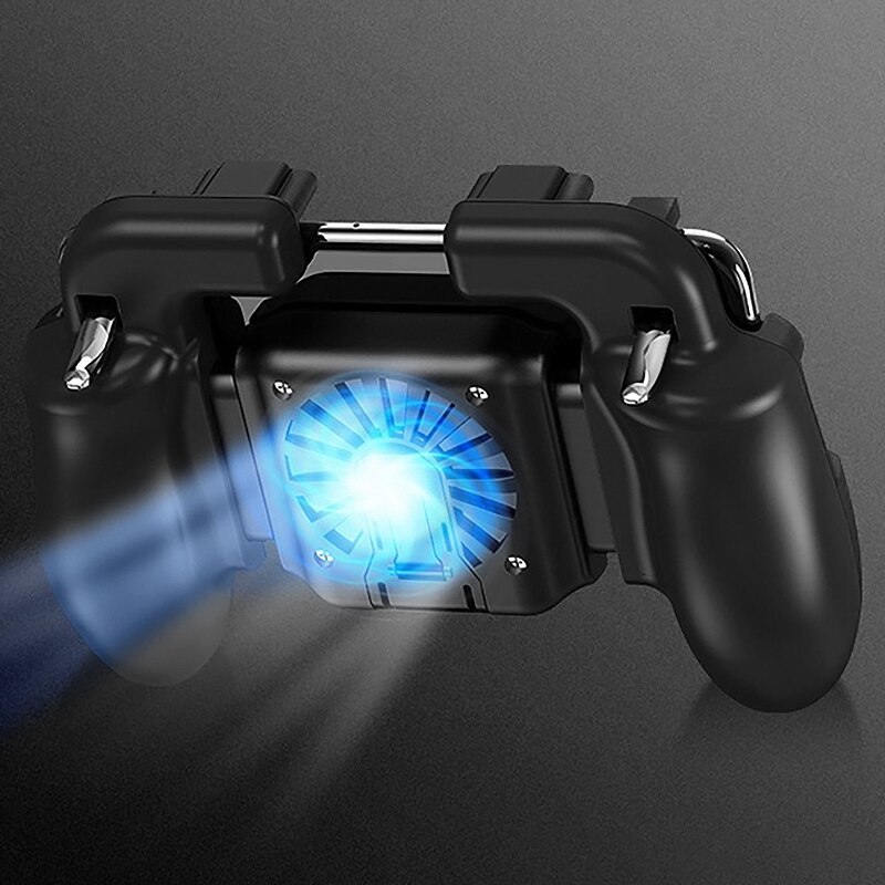 H5 Game Controller, Four-Finger Joystick with Fan, Mobile Game Handle with Radiator Fire Button