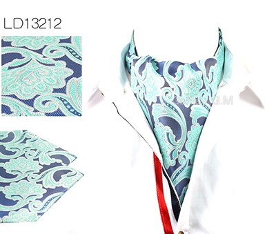 Män vintage prickigt bröllop formell kravat ascot scrunch själv brittisk stil gentleman siden hals slips lyx: Ld13212