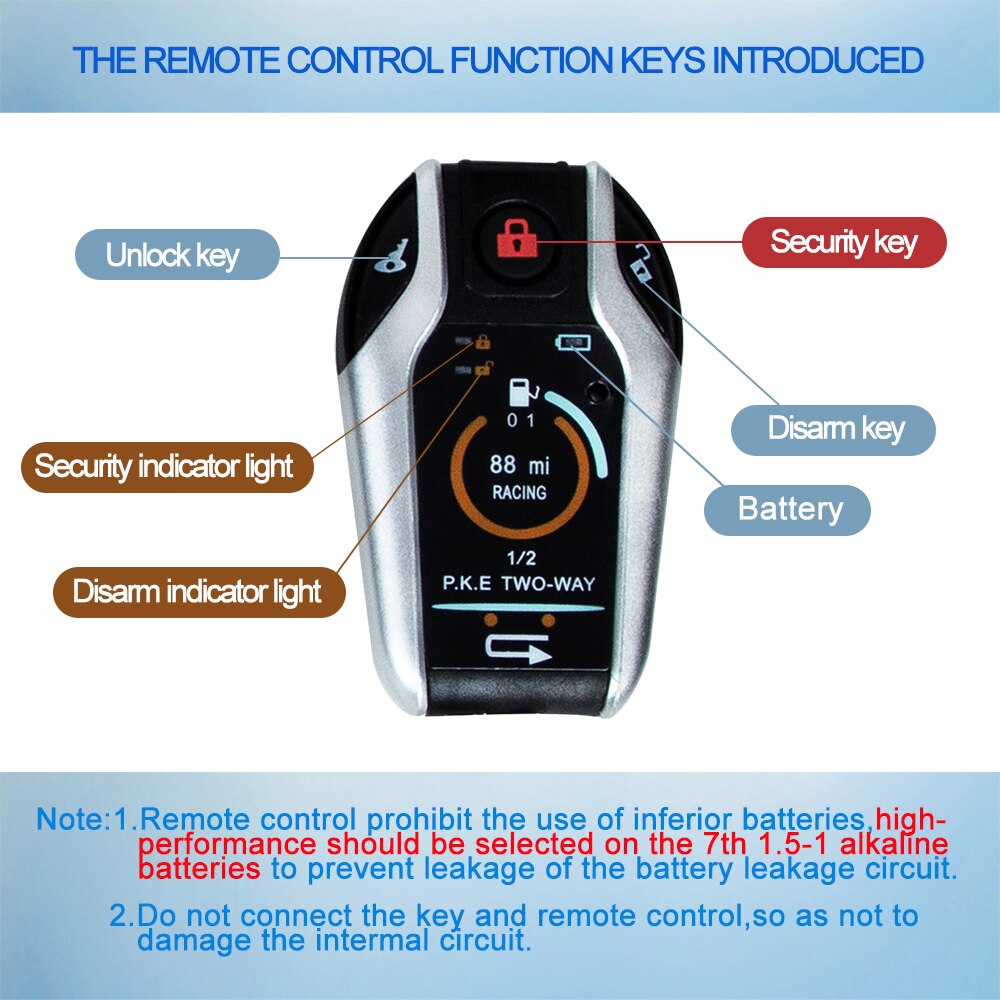 Motorcycle Alarm Anti-theft two way with induction remote control For Honda/Suzuki/Kawasaki/Yamaha motorcycles