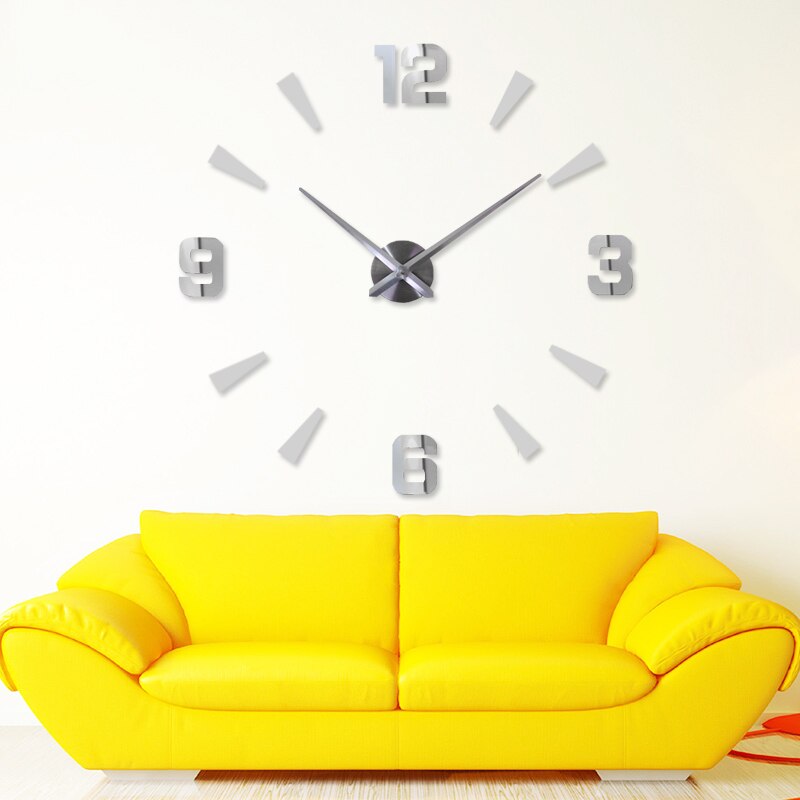 Muhsein veggklokke hjem dekorere vegg klistremerker klokke 3d speil dempet bevegelse vegg klokke stor størrelse diy klokke