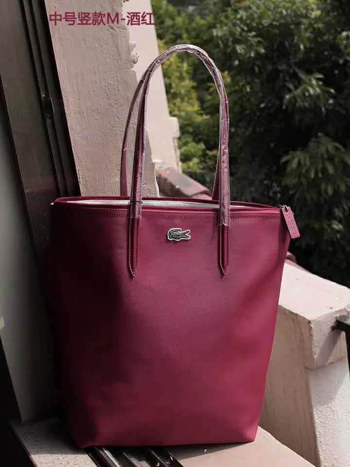 French vertical medium crocodile female bag shoulder handbag mommy large capacity shopping bag: Wine red