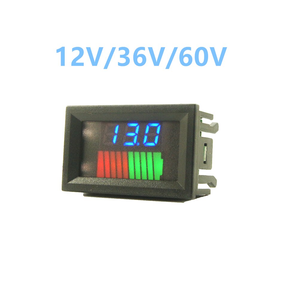 DC 12V 24V 36V 48V 60V 72V Car Lead Acid Battery Capacity Indicator 10 Segment digital Lithium battery Charge Level Indicator: 12V 36V 60V  Blue
