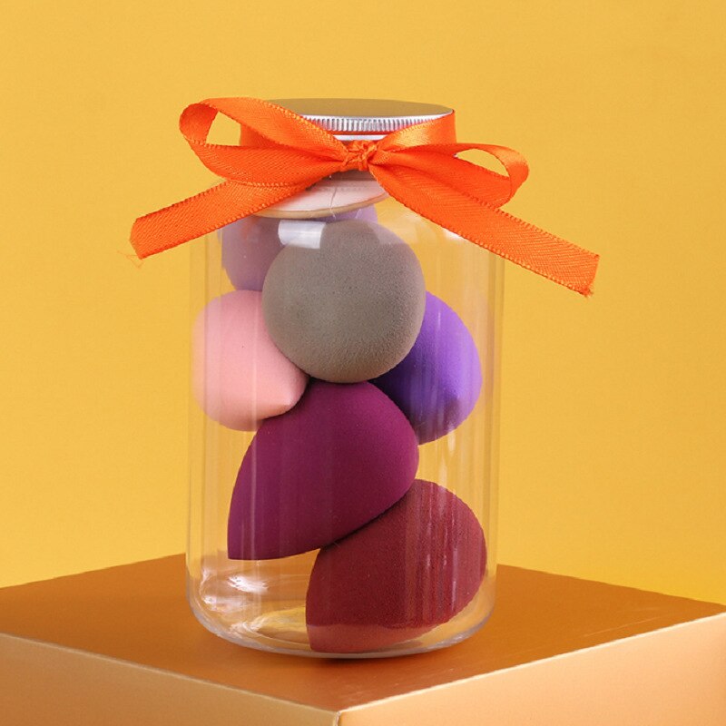 Kleine waaiervormige snoeppuff blik niet-kaart poeder make-up make-up ei 12 stuks fles make-up ei puff combinatie