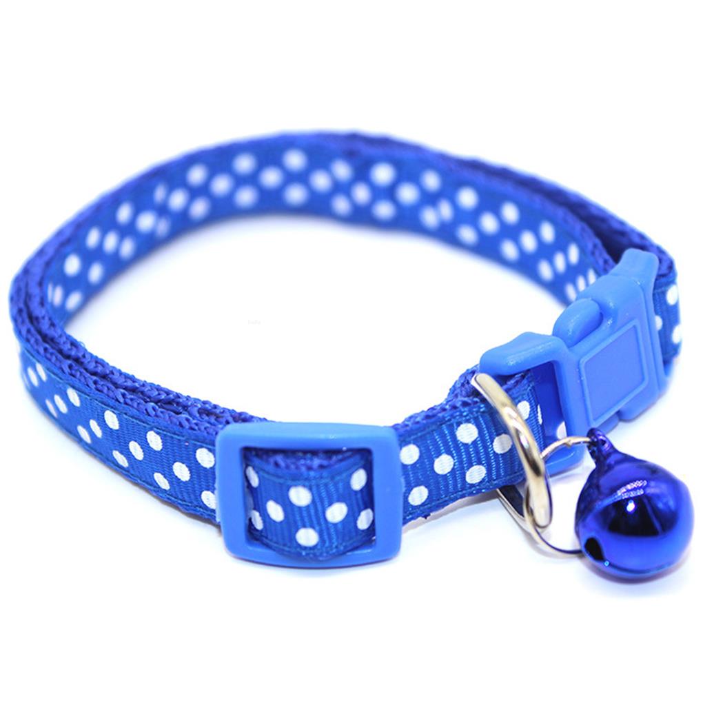 Collar de campana de cobre con parche de nailon para mascotas pequeñas, Gargantilla colorida ajustable con patrón de puntos, Collar para mascotas: NO.1