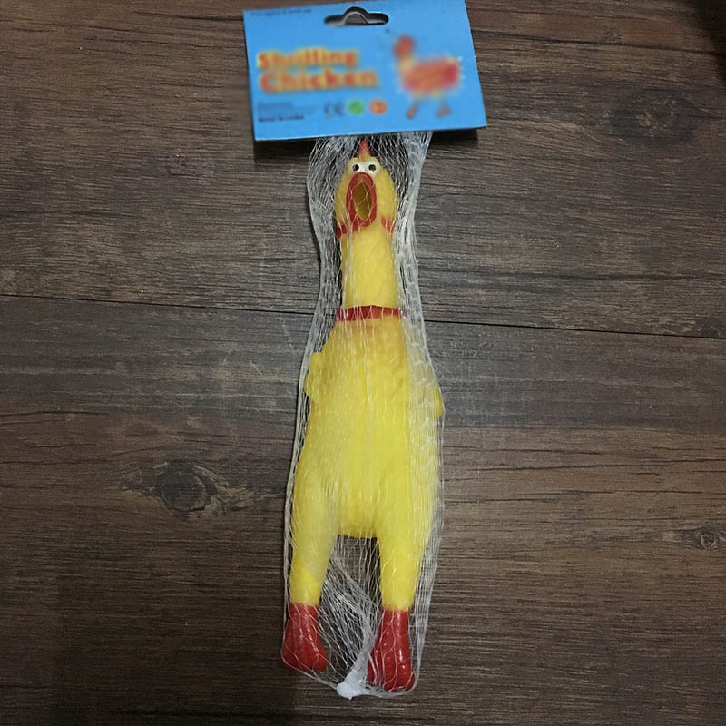 Söta hundleksaker 17cm 31cm 41cm plast gällande kyckling klämma ljud leksak husdjursprodukter roliga prylar dekompressionsverktyg