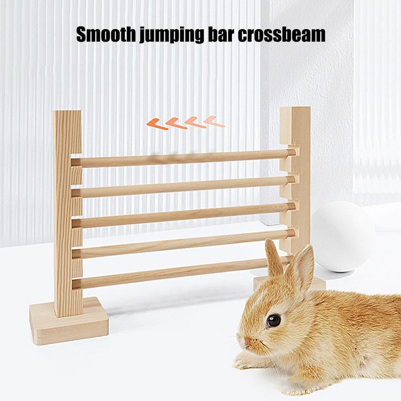 Rabbit Exercise Obstacle Natural Wood Jump Bar Obstacle Game For Rabbit Activity Toys Set For Playful Training Height Adjustable