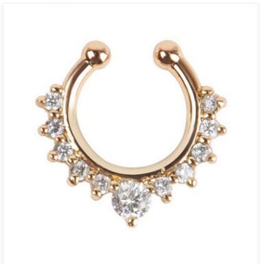 Vintage Clip on Earrings Crystal Ear Cuff Non Pierced Earrings Nose Ring Women Earrings punk rock earcuff brincos