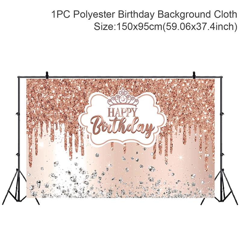 Happy Birthday Backdrop Banner Large Black Gold Balloon Star Poster Booth Backdrop Birthday photo Background Wall Party Decor: 6