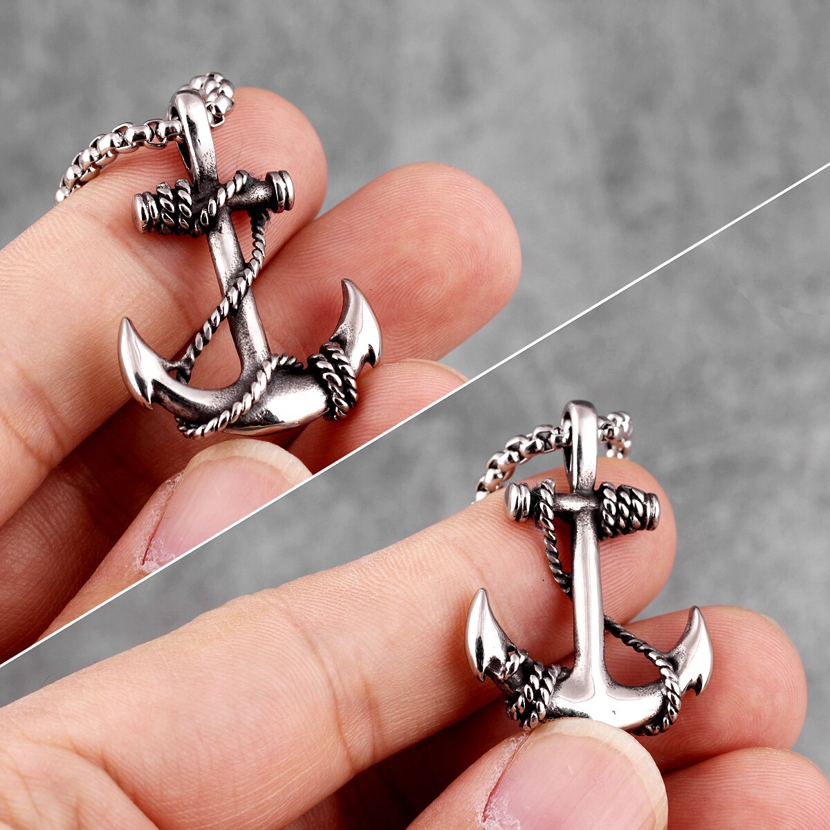 Stainless Steel Sea Anchor Sailor Man Men Necklaces Chain Pendants Punk Rock Hip Hop Unique for Male Boy Jewelry