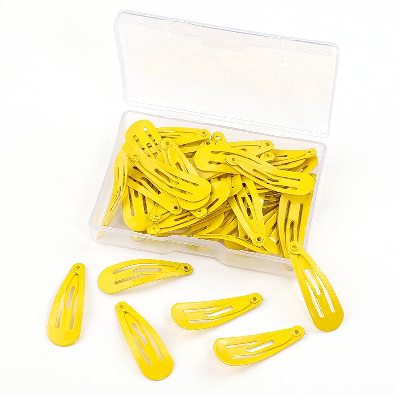 50Pcs 3cm Hair Clips For baby Girls Kawaii Kids Hair Accessories Snap Barrettes Candy Color Hairpins Clip For Hair: Yellow