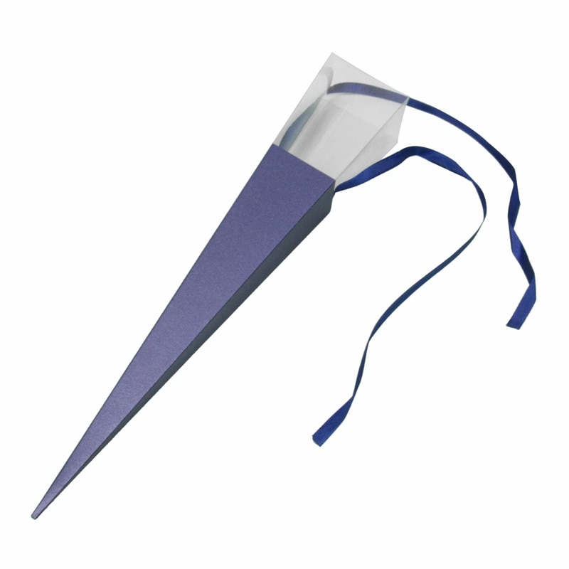 25Pcs Exquisite Flower Box Packing List Rose Holder PVC Triple-cornered Box with Ribbon Florist Supplies: Deep Sapphire