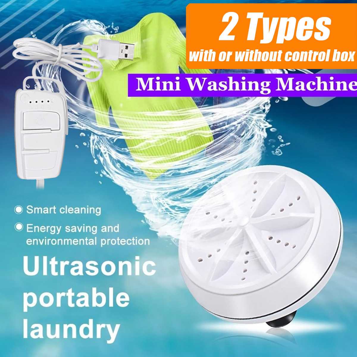 Mini Washing Machine Portable Personal remote Rotating Ultrasonic Turbines Washer USB Convenient Laundry for Travel Home Trip