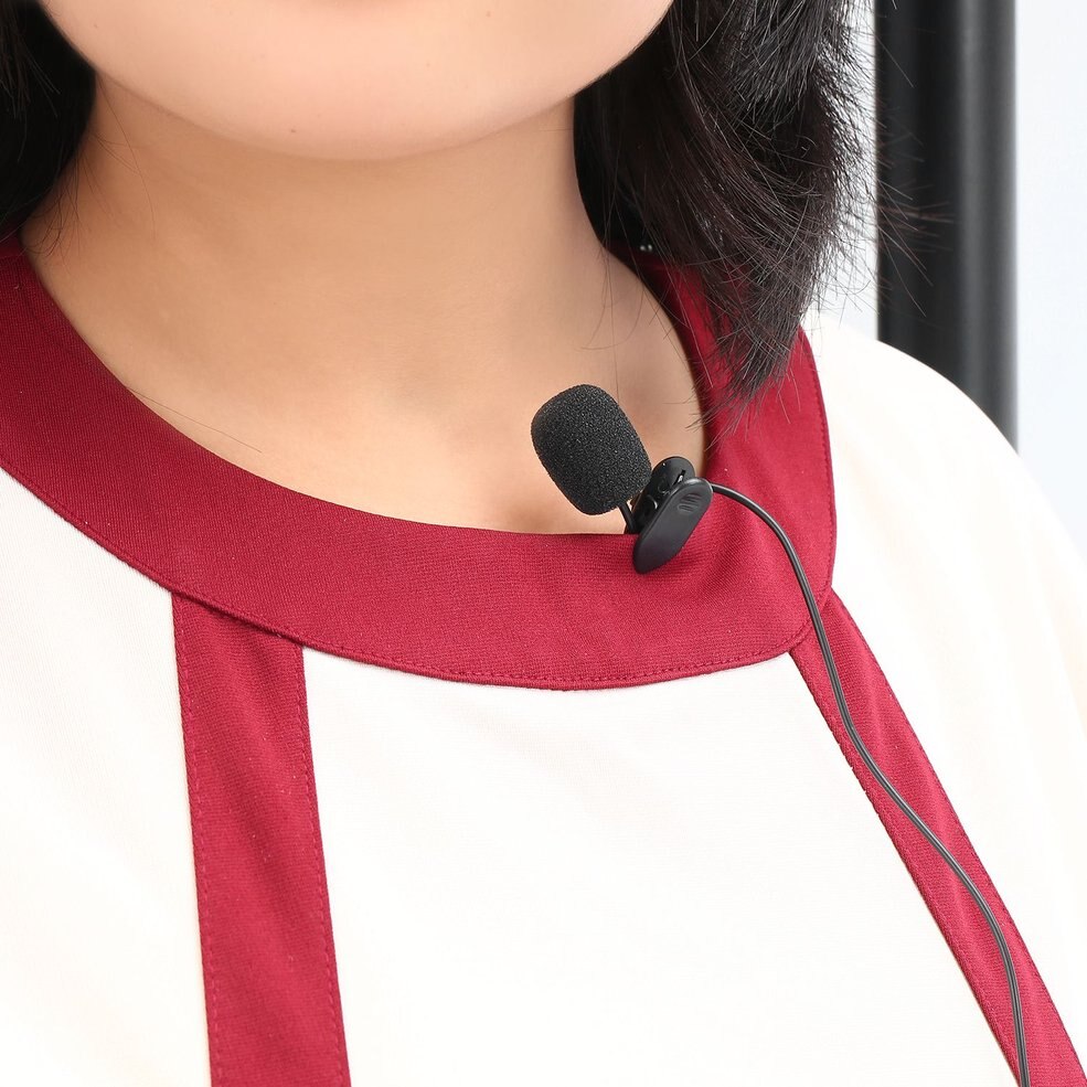 Mini Portable 3.5mm Mini Studio Speech Mic Microphone w/ Clip for PC Desktop Notebook Lectures Teaching Mic Black