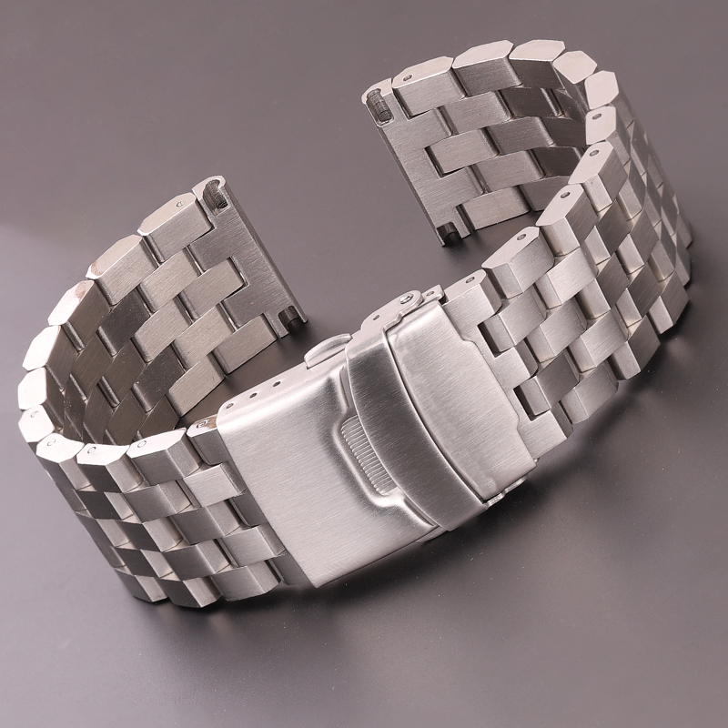 Solid Stainless Steel Watch Strap Bracelet 18mm 20mm 22mm 24mm Women Men Silver Brushed Metal Watchband Accessories: 18mm