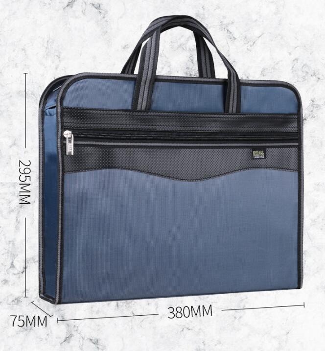 File Bag Canvas A4 Zipper Tote Bag Men's Office Briefcase Waterproof Information Bag Large Capacity