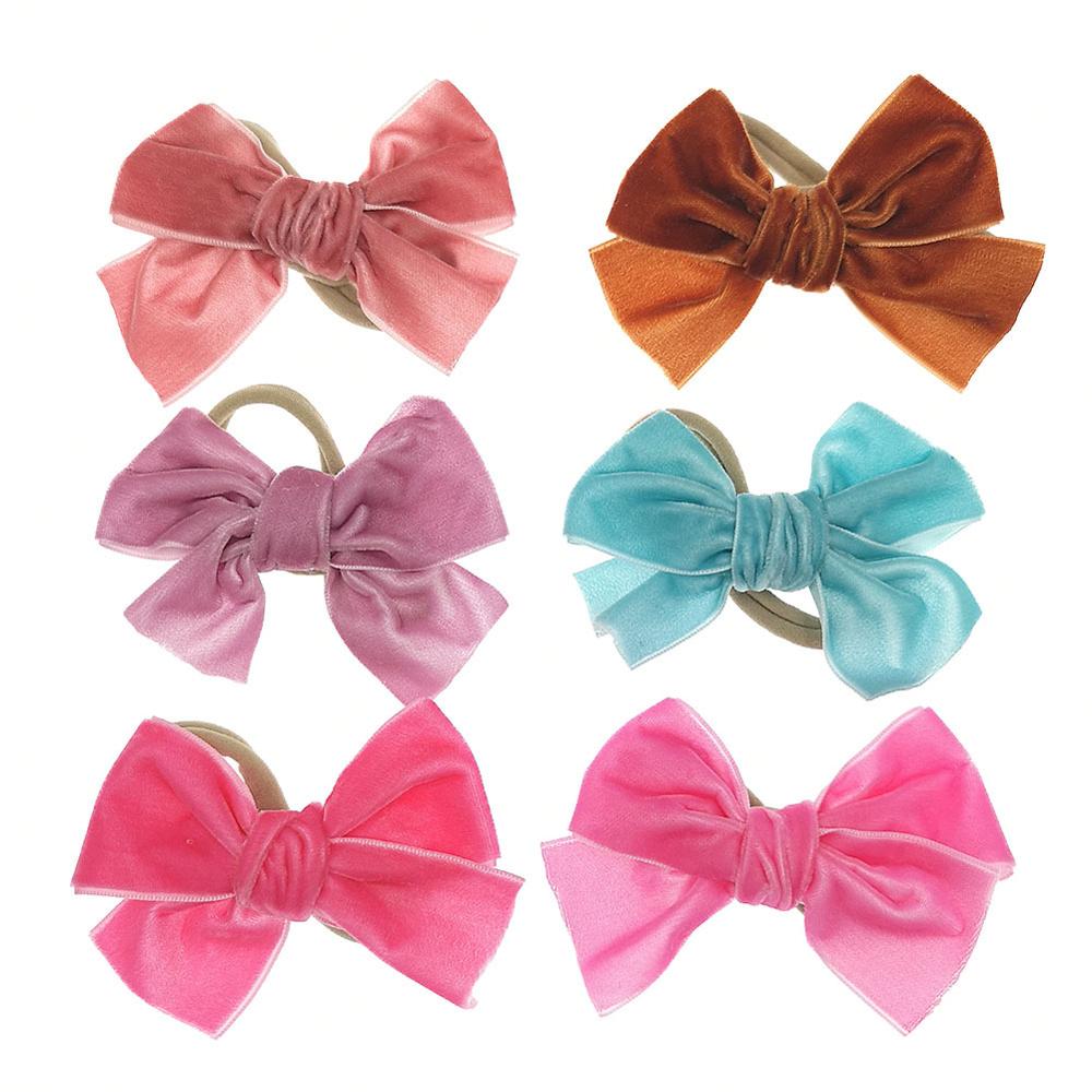 Effen Fluwelen Strik Baby Hoofdbanden Voor Meisjes Handgemaakte Nylon Elastische Zachte Knoop Baby Tulband Hoofdband Pasgeboren Baby Haaraccessoires