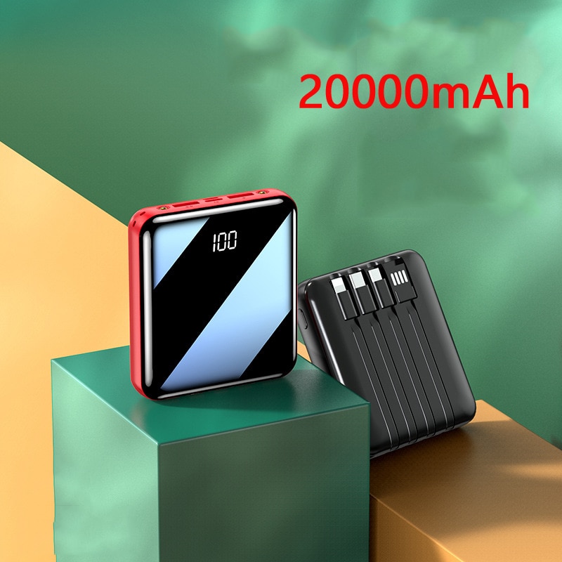 Power Bank 20000mAh Mini Poverbank Mirror Screen przenośna ładowarka z lampą LED zewnętrzna bateria do iPhone 11 Xiaomi Powerbank