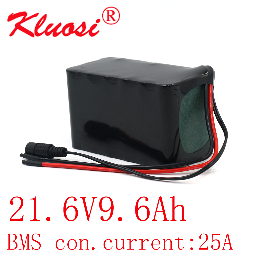 KLUOSI – batterie Lithium 6S3P 24V 9.6Ah 21.6V 10ah 25.2V, pour vélo électrique, Scooter, fauteuil roulant, avec BMS 25a