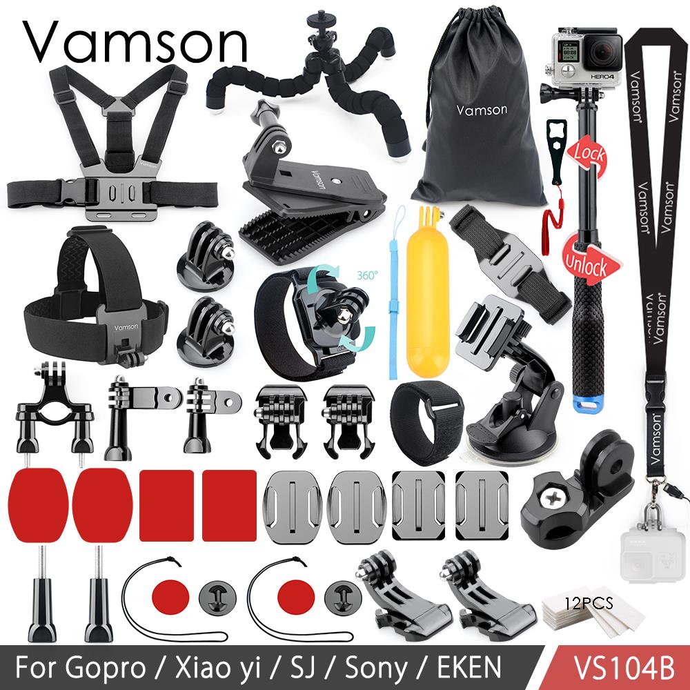 Vamson Voor Go Pro Accessoires Kit Monopod Voor Gopro Hero 7 6 5 4 3 Voor Xiaomi Yi Voor Sjcam eken H9R Mijia VS104: VS104B