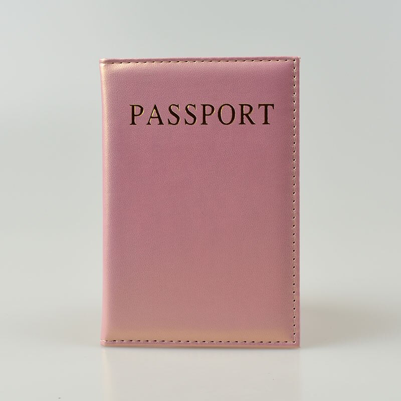 DIKEDAKU Simple Women Passport Cover Pink Travel Pu Leather Passport Holder Wallets Solid Girls Protect Passport Pocket: Pink