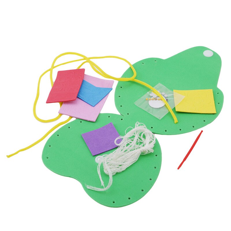 paquete de Material hecho a mano DIY para niños, billetera creativa para guardería, bolsa de costura, juguetes, rompecabezas educativo para bebés, juguetes intelectuales: green