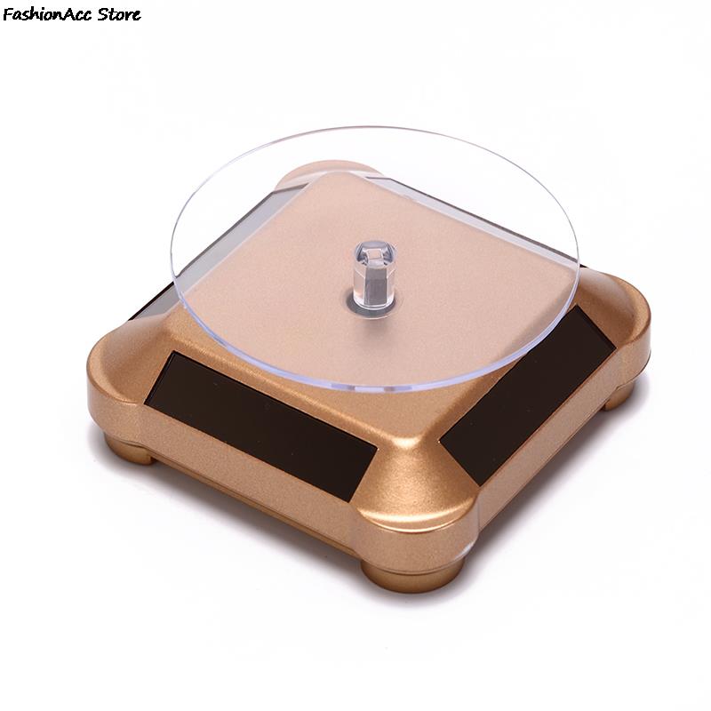 Jewelry Holder Rack Solar Showcase 360 Turntable for Watch Ring Display Rotating Watch Box Stand