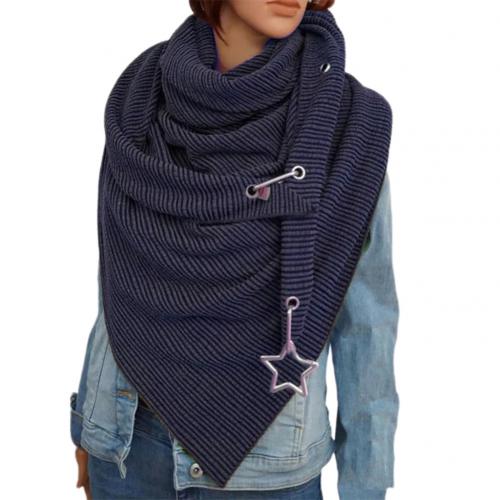 Kvinder efterår vinter tørklæder til damer ensfarvet knap stjerne blød wrap tykt varmt tørklæde sjal: Blå