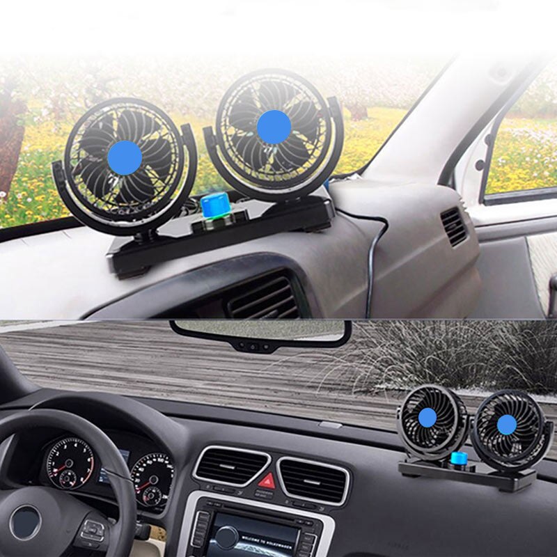 Ventilador eléctrico de doble cabeza para coche, dispositivo de ventilación de 12V, 360 giratorio, para SUV, RV, barco, coche, carrito de Golf, NJ88