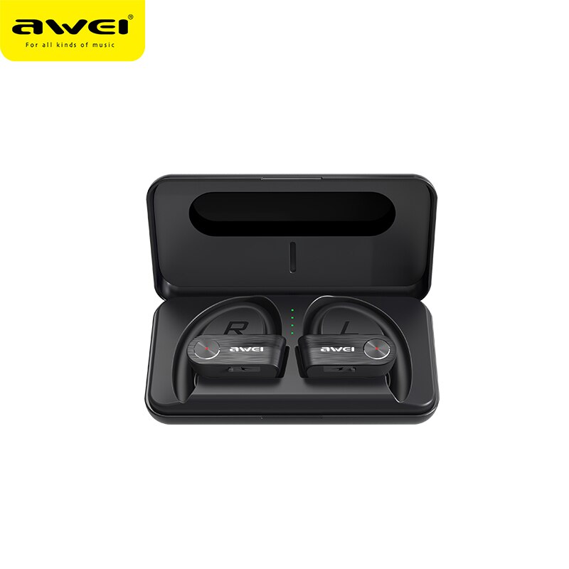 Awei T22 Tws Sport Waterdichte Oordopjes 9D Stereo True Draadloze Bluetooth Oordopjes Lange Tijd Spelen Opladen Telefoon Case Met Mic