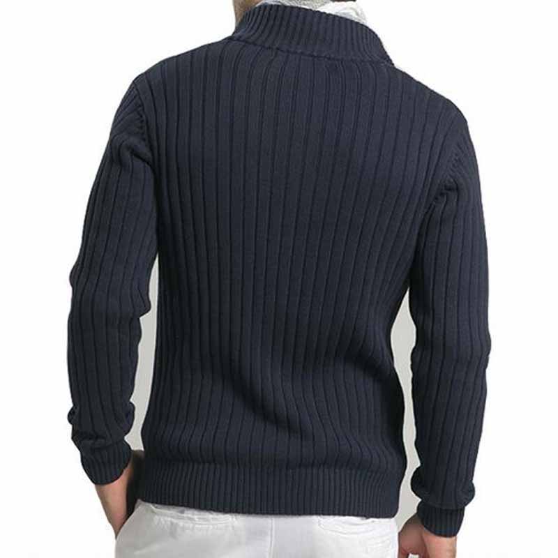 Misniki-suéteres informales para hombre, ropa de punto con cuello levantado, cremalleras ajustadas, cárdigans, M-3XL, AXP29,