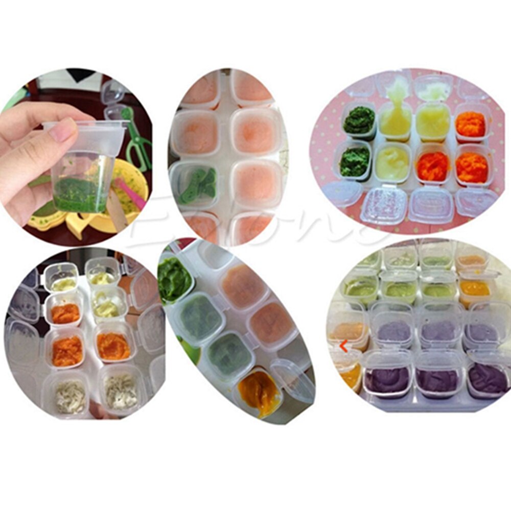 Baby Weaning Food Freezing Cubes Tray Pots Freezer Storage Plastic Containers 70ml