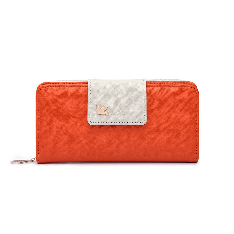 Armband kvinnor lång clutch plånbok stor kapacitet plånböcker kvinnlig dragkedja dam plånböcker telefon ficka korthållare: Orange