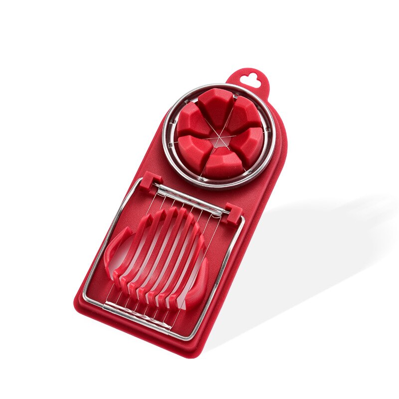 Multifunction Egg Slicers Stainless Steel Wire Egg Slicer Egg Splitter Cut Egg Device Kitchen Egg Tools Petal Shape Egg: Red 2