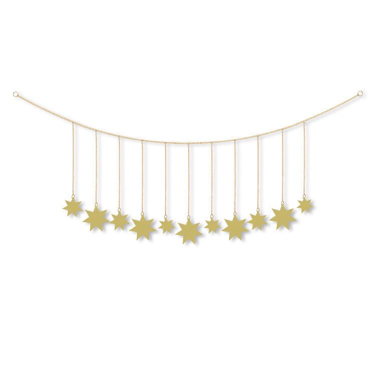 Décoration murale suspendue en forme de lune ou de soleil, pièce ronde en métal, pour salon, pour enfants, avec chaînes: C3-2pc