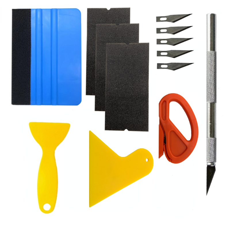 Car Wrapping Tools Kit Auto Folie Set Vinyl Wraps Tool Folie Gereedschap Zuigmond Schraper Cutter Mes voor Car Wrapping Film Gereedschap Kit: Rood
