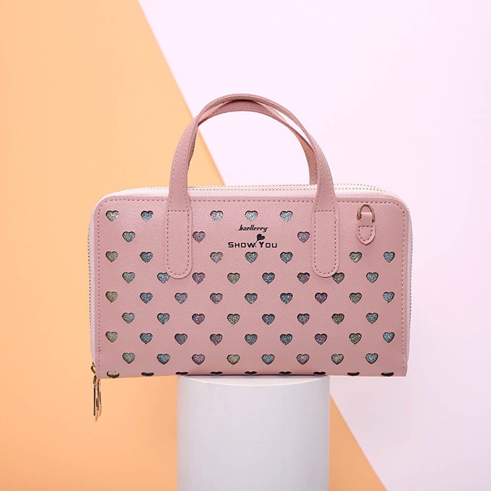 Baellerry kvinnor lång handväska clutch plånböcker special desigh vacker kvinnlig plånbok korthållare stor kapacitet: Rosa 2