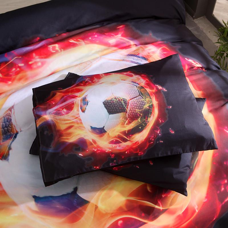 3d flame fotboll tryckt påslakan set 2/3 st queen king sängkläder örngott sängkläder set sport boy