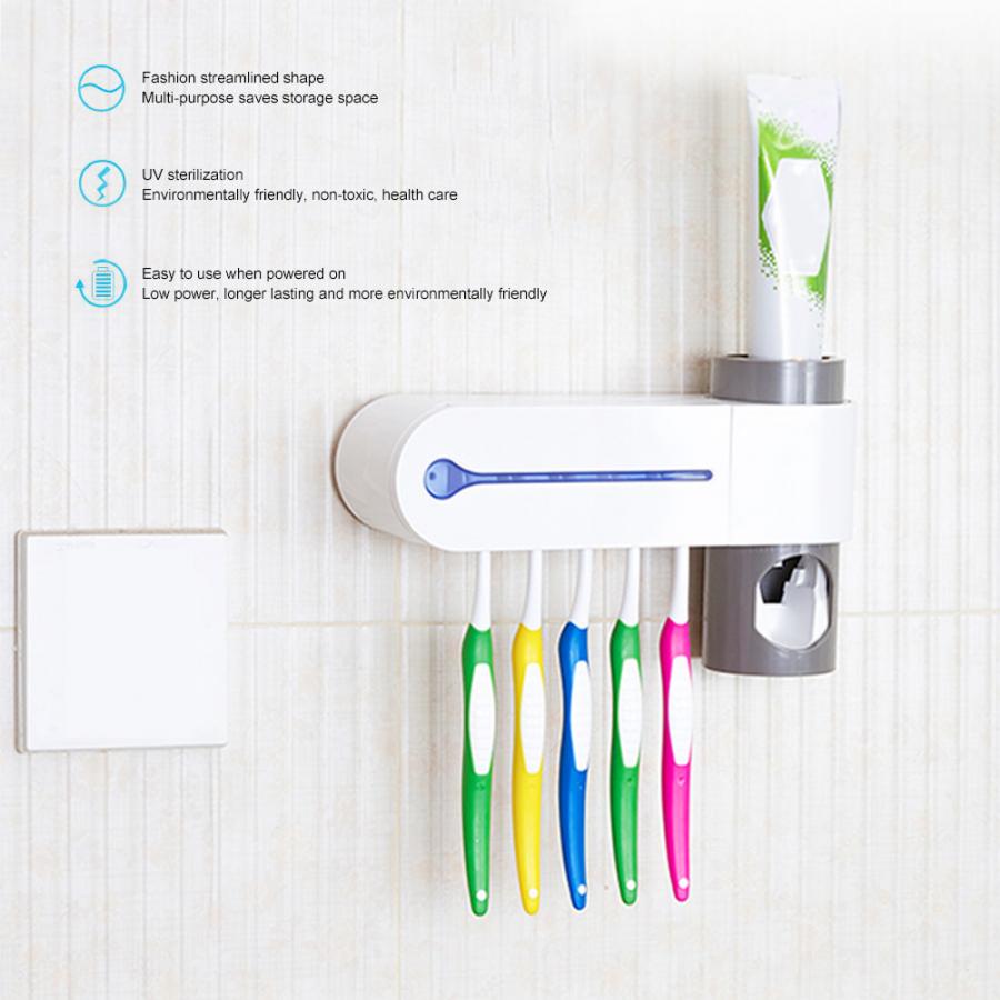 100-240v tandbørste sterilisator husholdnings sterilisator vægmonteret uv tandbørste sterilisator automatisk tandpasta dispenser