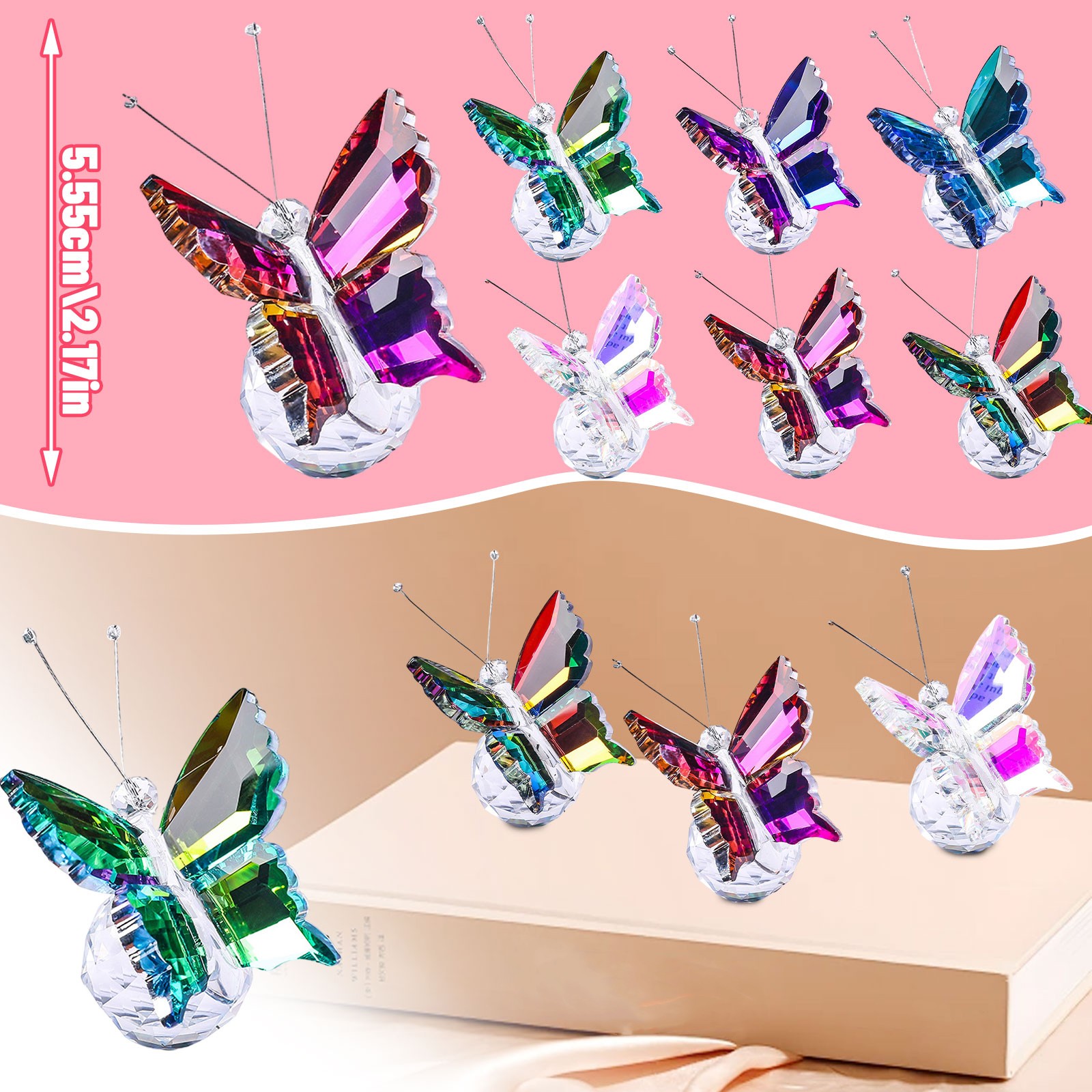 Crystal Flying Butterfly With Crystal Ball Base Statue Collection Cut Butterfly Animal Decoration Suitable For Festival