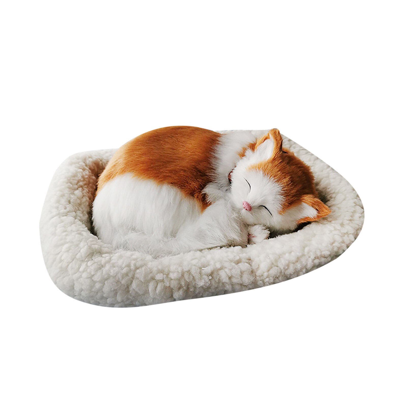 Realistic Sleeping Plush Breathing Cat Furry Dog With Mat Animals Decor Sleeping Breathing Cat Baby Toys Plush Toys