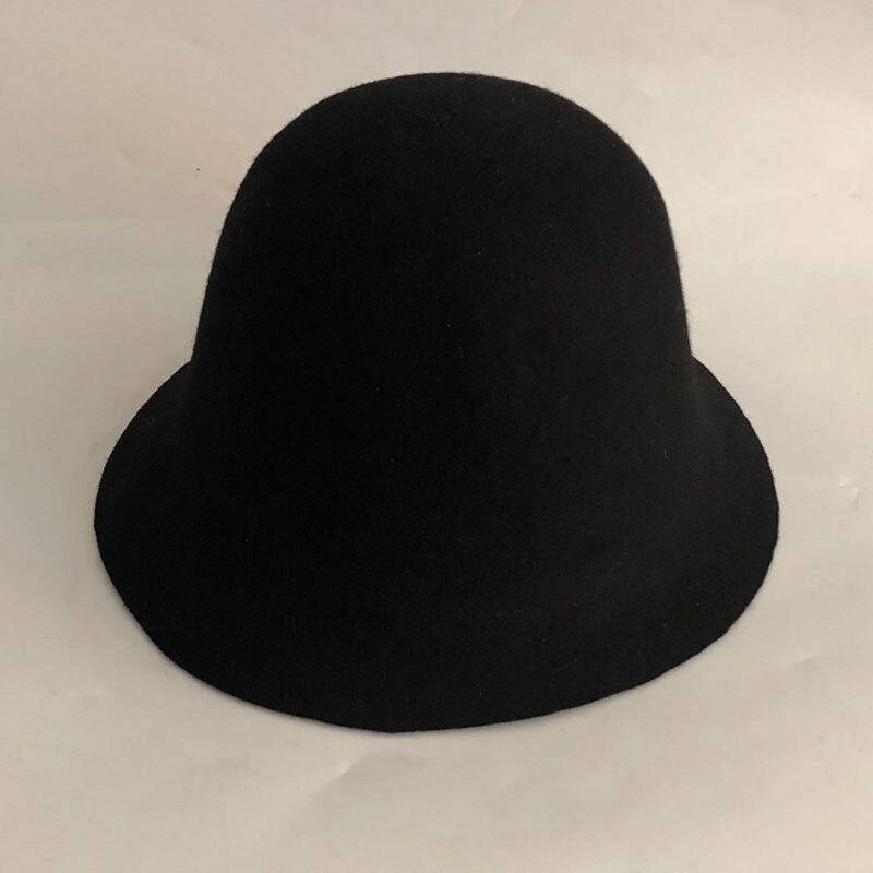 Winter Fedoras Solid Wool Warm Fedoras for Women Girl Spring Jazz Caps Wide Brim Simple Church Derby Flat Top Hats: -1