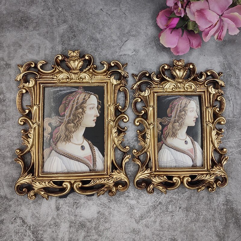 European retro photo frame desktop photo frame desktop relief photo frame 6/7 inch decorative hanging wall photo frame: 7Inch