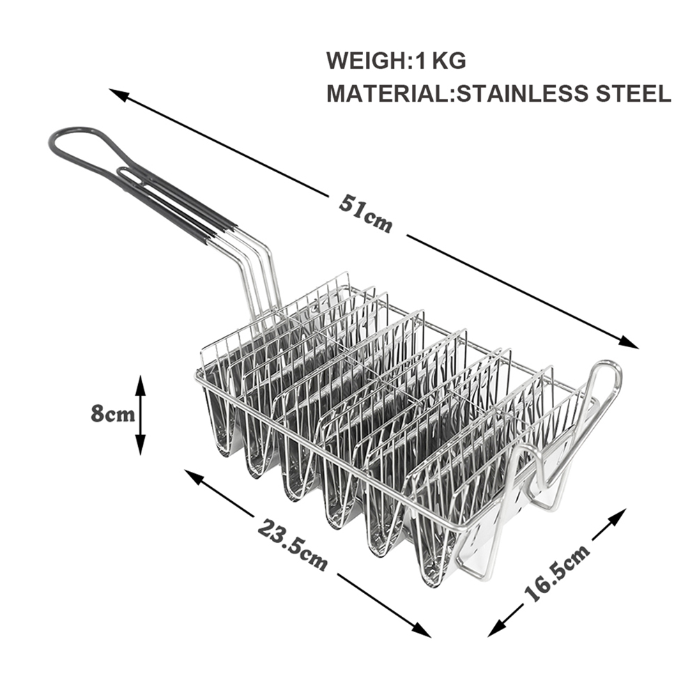 Heet Verkoop Roestvrijstalen Taco Mand Voor Friteuse, Houdt 4/6 Schelpen, U-Vormig, Vlakke Bodem, Thuis,: GRIJS