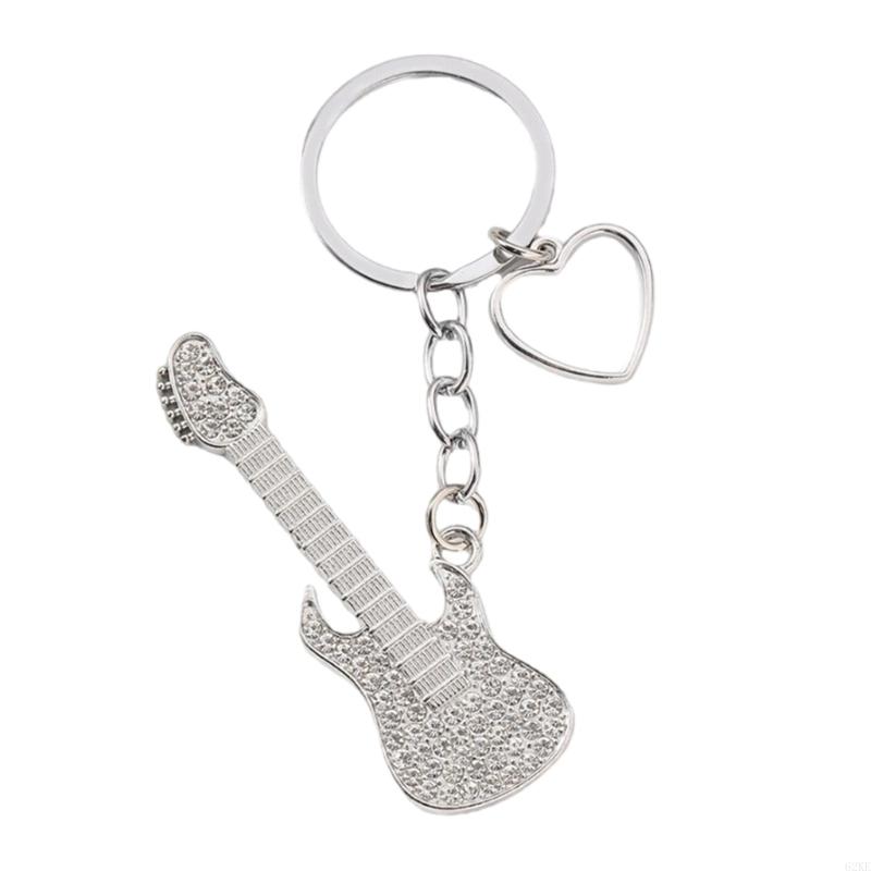 62ke Hingestones Keychain guitare Keychain Sophistiqué Metal Keyring Handmade Key Chain Pender pour les guitaristes les: WHITE