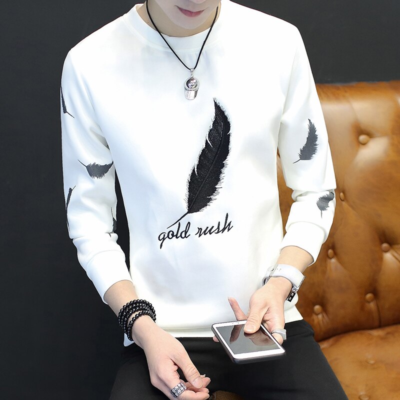 T-shirt à manches longues hommes sanitaires garde-robe étudiant haut en hiver épaissi automne vêtements tendance coréen bas Blouse
