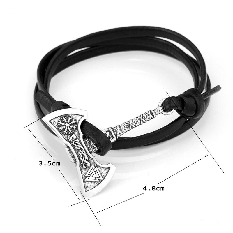 Difone masculino pulseira de couro cretaive ax viking braceletes para hombre ajustável multicamadas charme braslet acessórios presente masculino