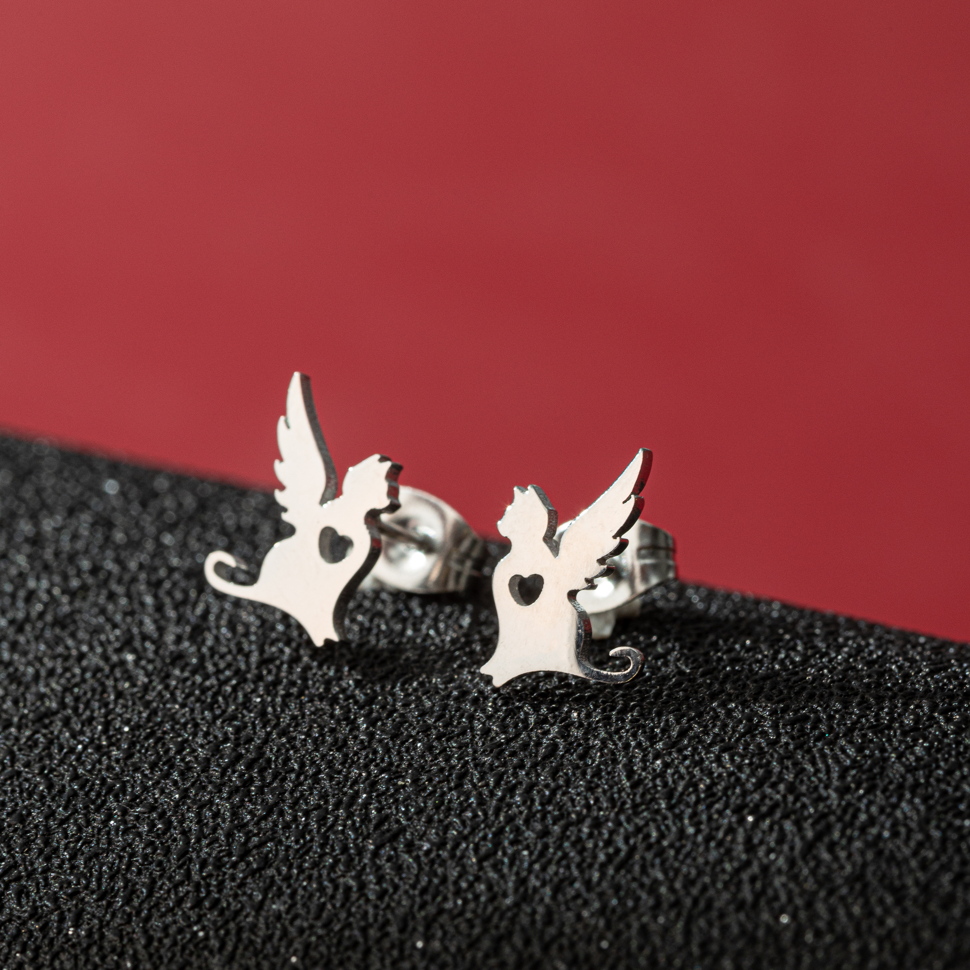 Jisensp 1 paire de boucles d'oreilles chat Animal de dessin animé mignon en acier inoxydable chaton boucle d'oreille pour femmes filles bijoux drôles Oorbellen: Plaqué bronze antique