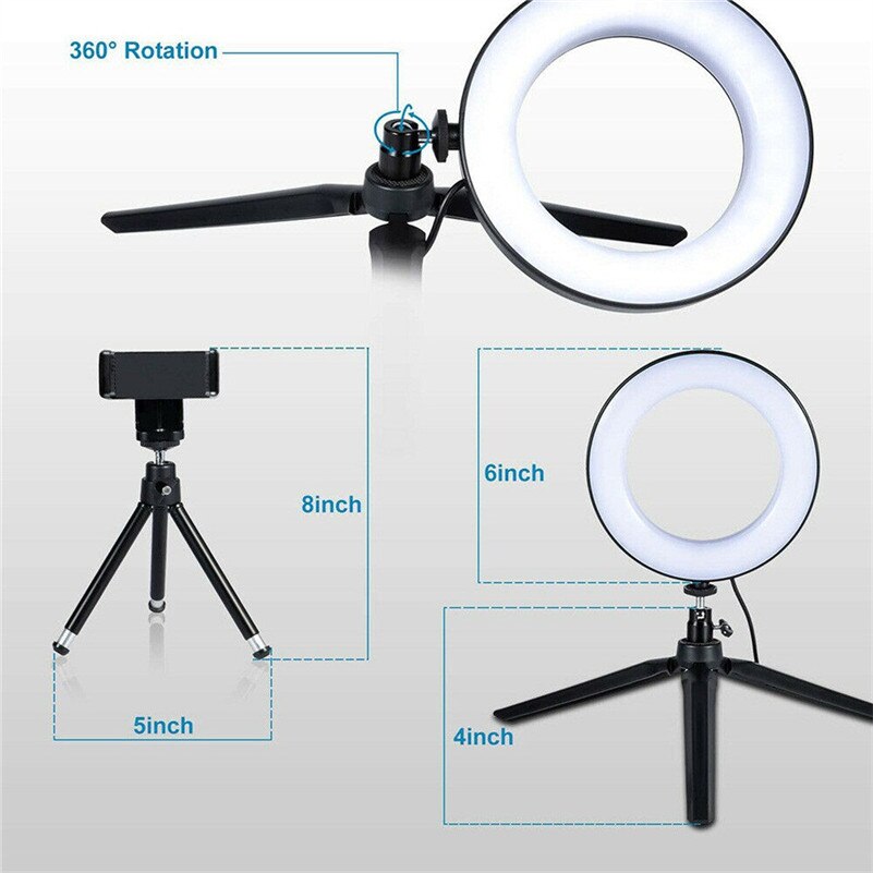 Usb Dimbare Lamp Led Selfie Ring Licht Studio Fotografie Foto Ring Vullen Licht Met Statief Voor Smartphone Make-Up