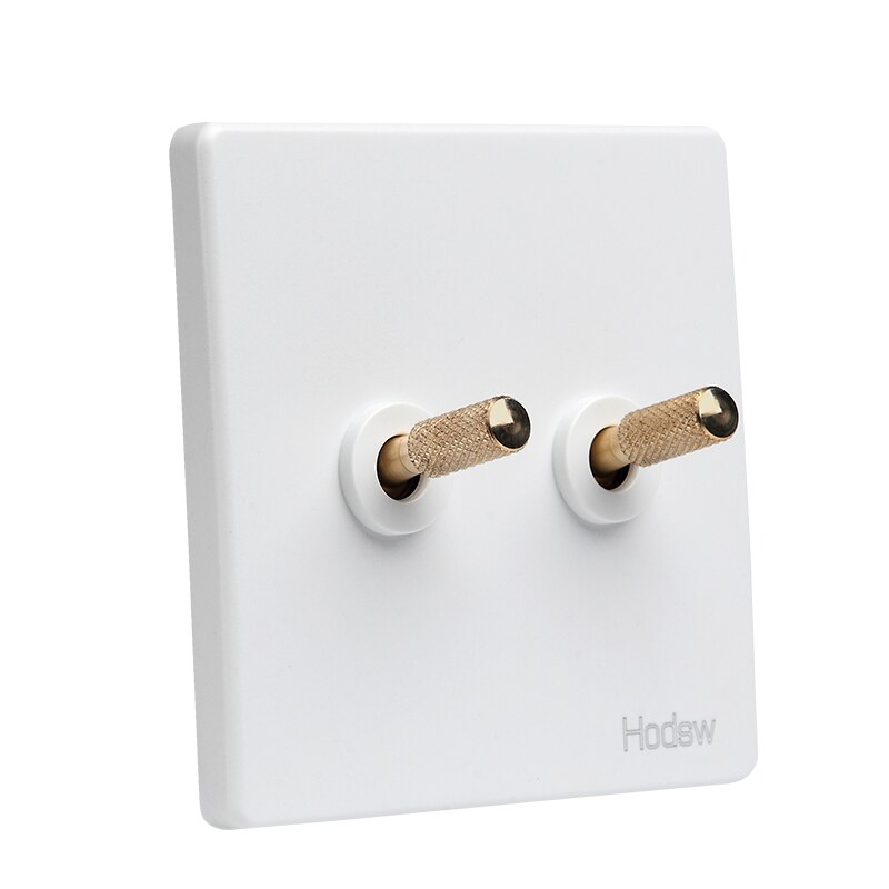 86 Type Retro White Wall Lamp Brass Toggle Switch 1-4 Gang Single Dual Control Led Light Switch 10A 220V: 2-Gang Switch